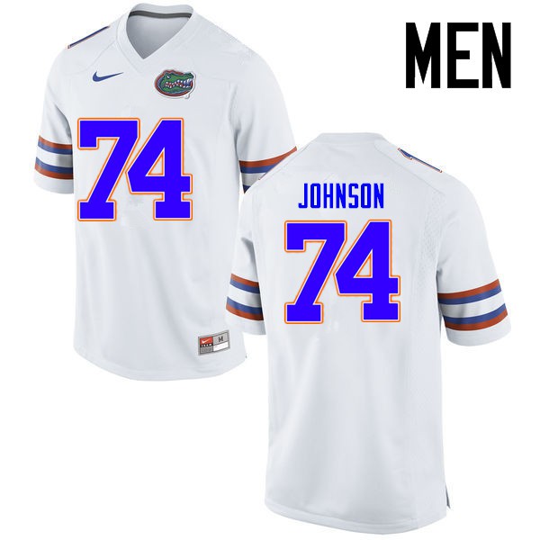 Florida Gators Men #74 Fred Johnson College Football Jersey White